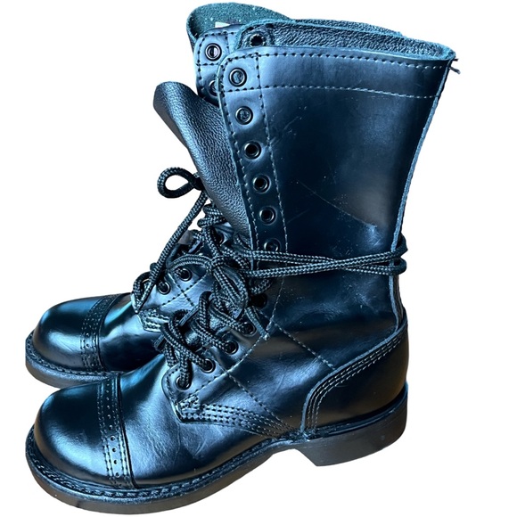 CORCORAN Women’s Lace Up Boot 1515 Black Leather Size 5 Military Moto Grunge - Picture 3 of 15